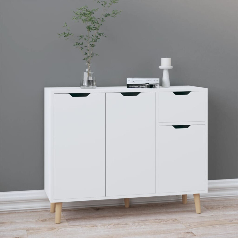 vidaXL Dressoir 90x30x72 cm bewerkt hout hoogglans wit afbeelding 1