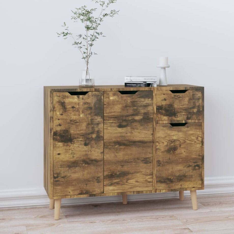 vidaXL Dressoir 90x30x72 cm bewerkt hout gerookt eikenkleurig afbeelding 1