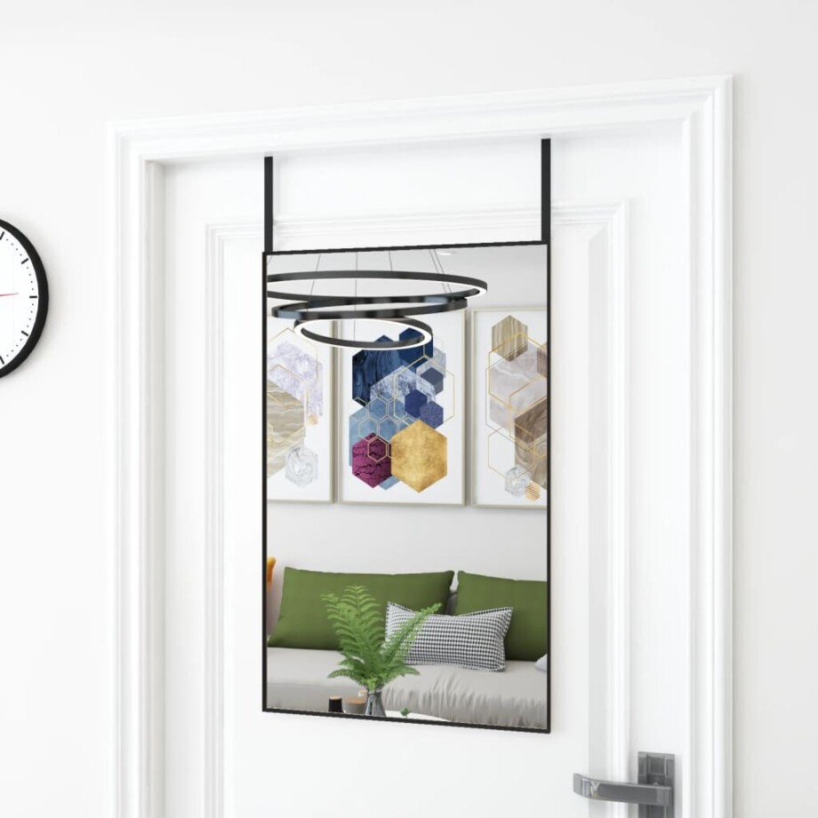 vidaXL Deurspiegel 50x80 cm glas en aluminium zwart afbeelding 1