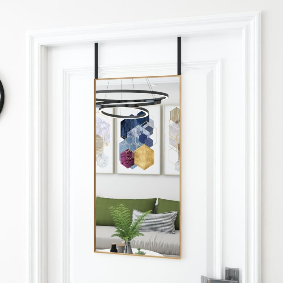 vidaXL Deurspiegel 40x80 cm glas en aluminium goudkleurig afbeelding 1