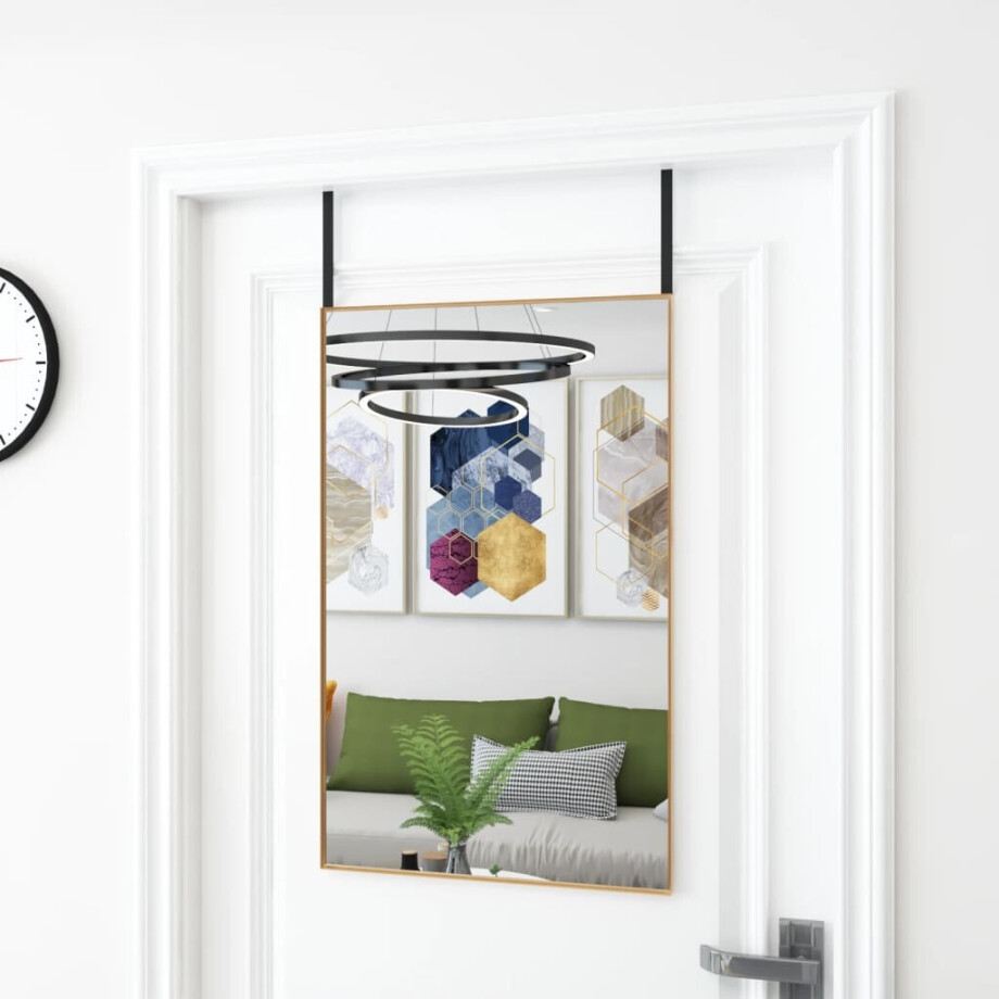 vidaXL Deurspiegel 50x80 cm glas en aluminium goudkleurig afbeelding 1