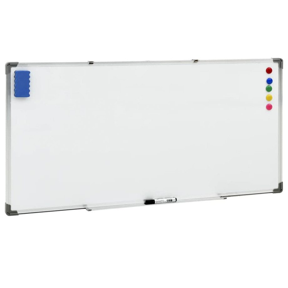 vidaXL Whiteboard magnetisch 110x60 cm staal wit afbeelding 1