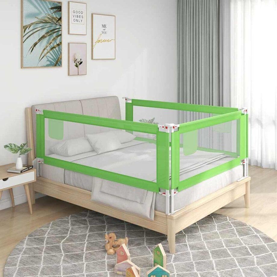 vidaXL Bedhekje peuter 160x25 cm stof groen afbeelding 1