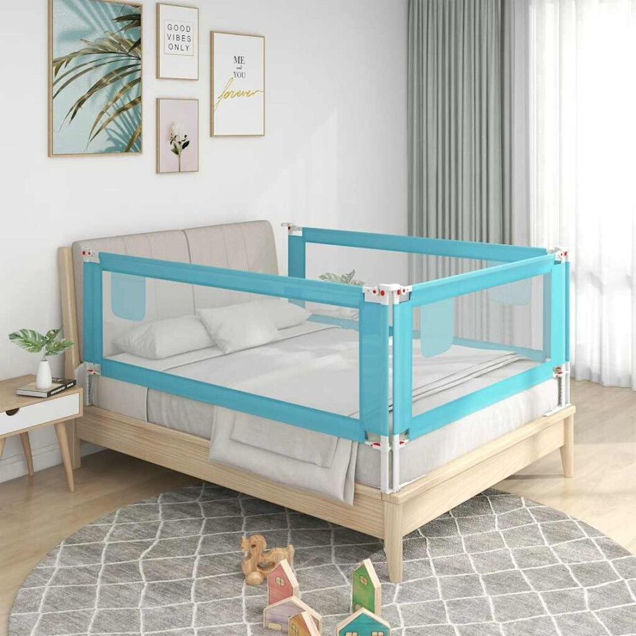 vidaXL Bedhekje peuter 140x25 cm stof blauw afbeelding 1