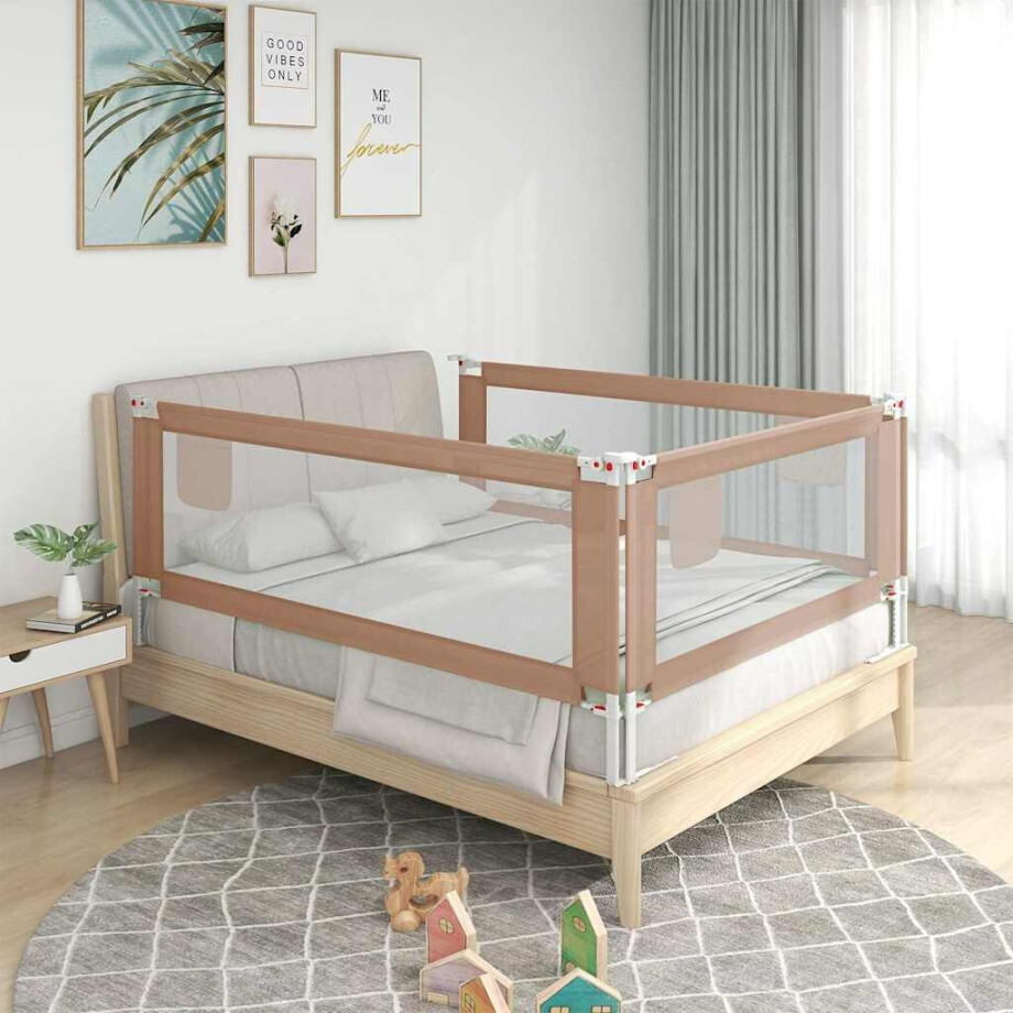 vidaXL Bedhekje peuter 120x25 cm stof taupe afbeelding 1