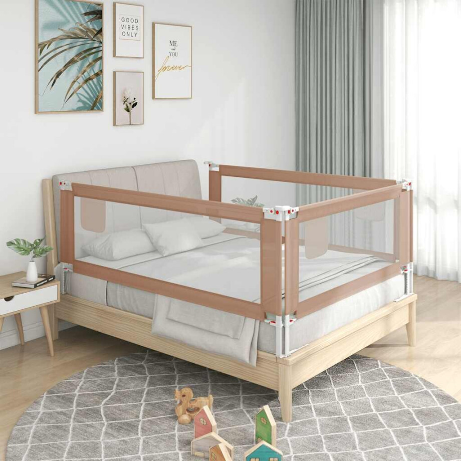 vidaXL Bedhekje peuter 150x25 cm stof taupe afbeelding 1