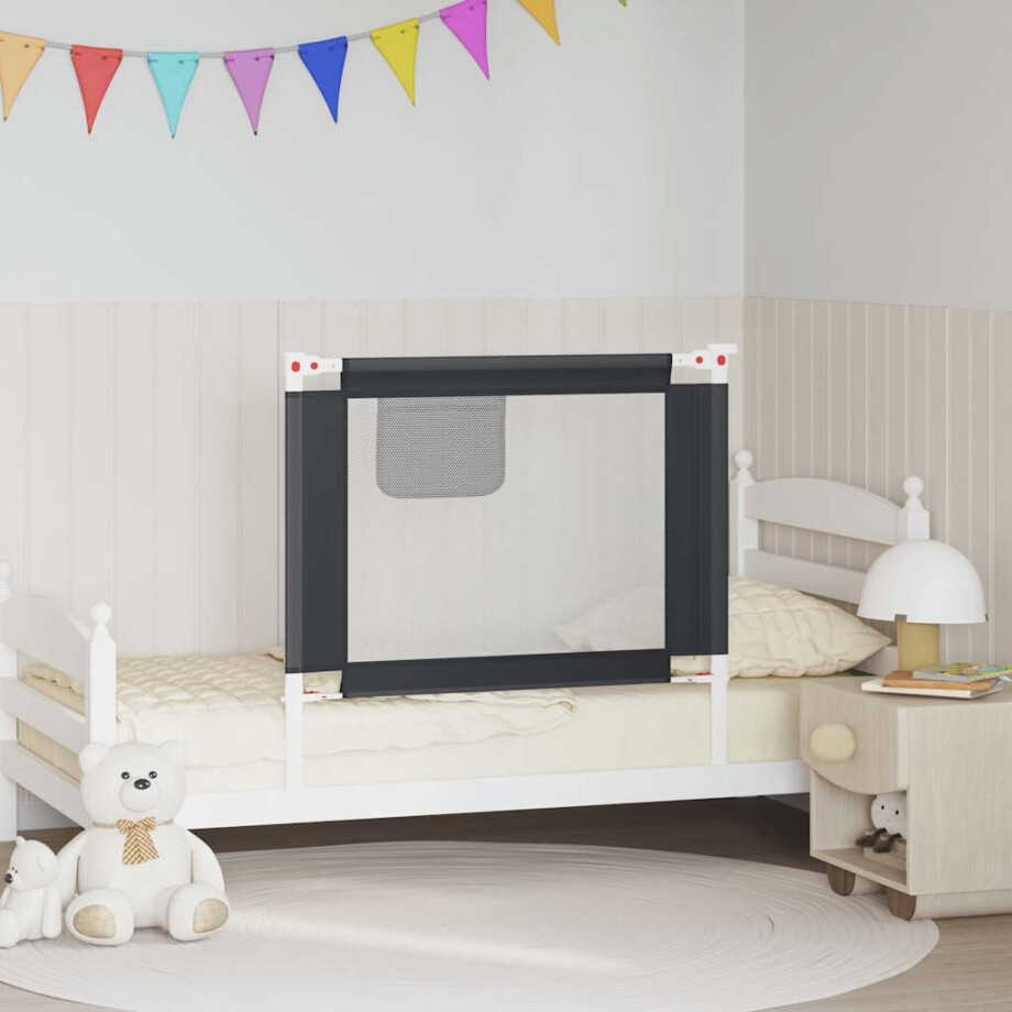 vidaXL Bedhekje peuter 90x25 cm stof donkergrijs afbeelding 1