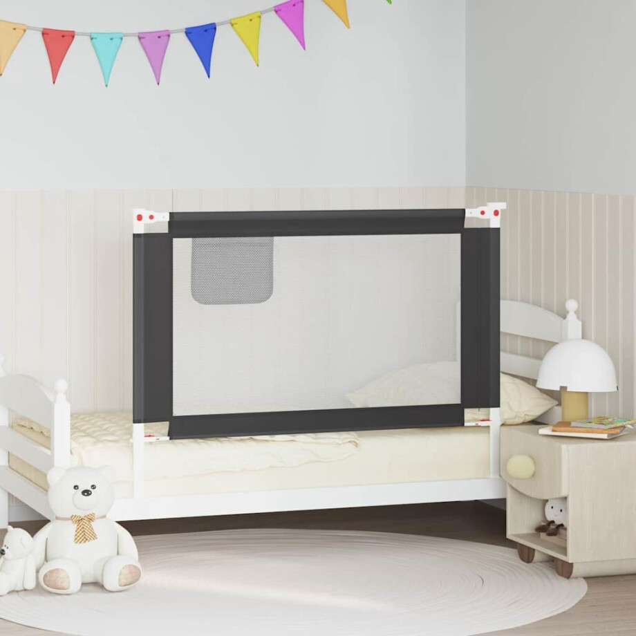 vidaXL Bedhekje peuter 120x25 cm stof donkergrijs afbeelding 1
