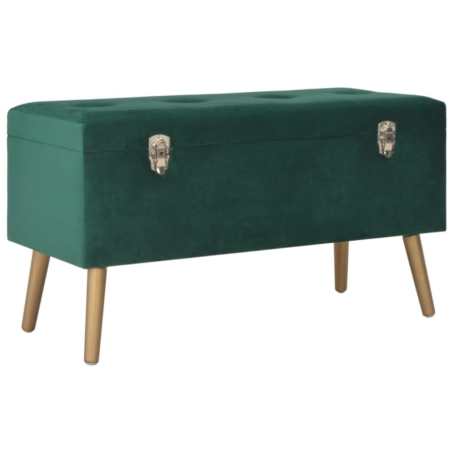 vidaXL Bankje met opbergvak 80 cm fluweel groen afbeelding 1