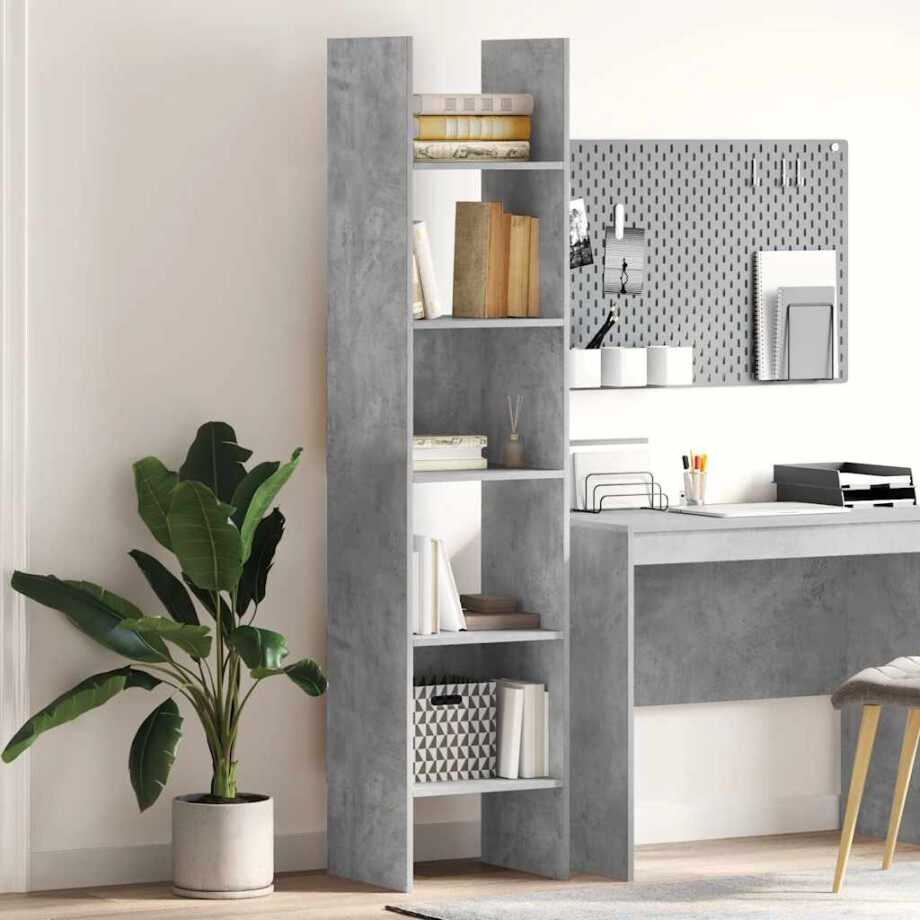 vidaXL Boekenkast 40x35x180 cm bewerkt hout betongrijs afbeelding 1