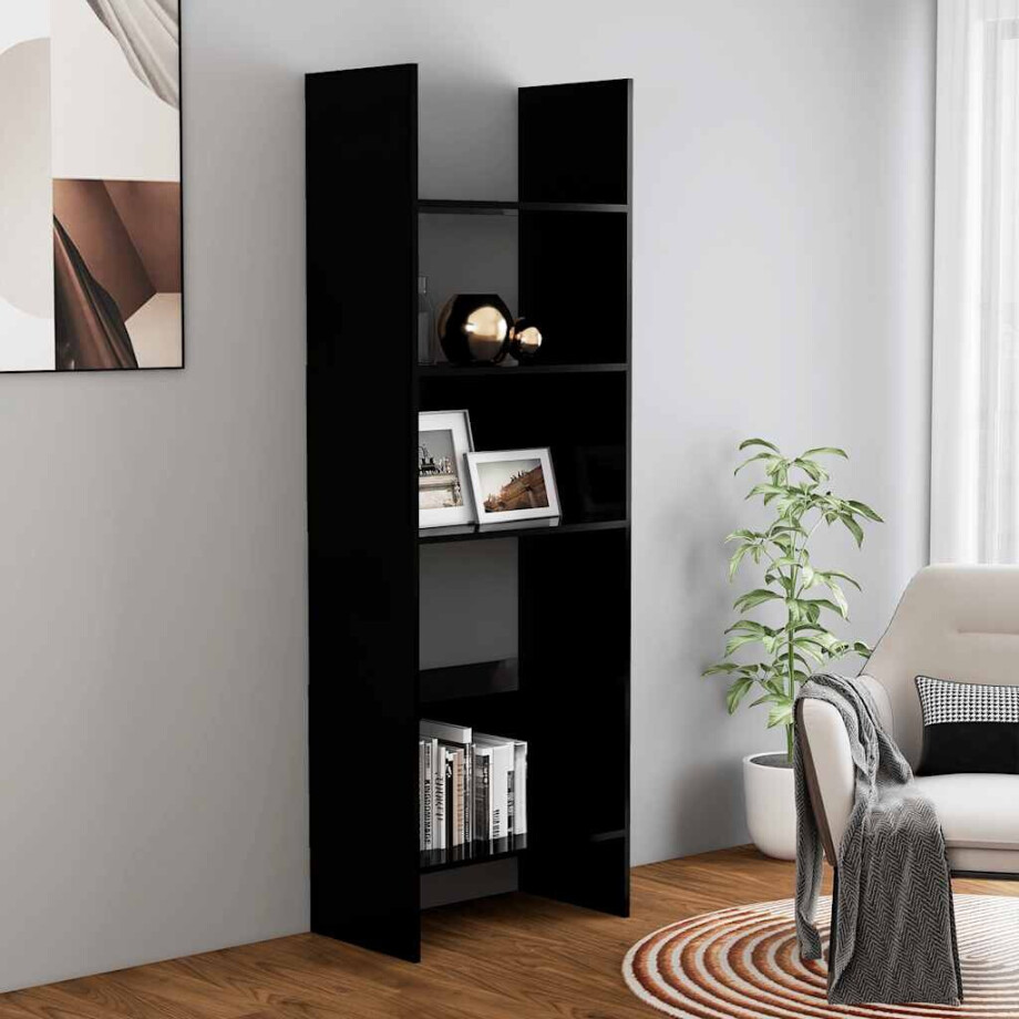 vidaXL Boekenkast 60x35x180 cm bewerkt hout zwart afbeelding 1