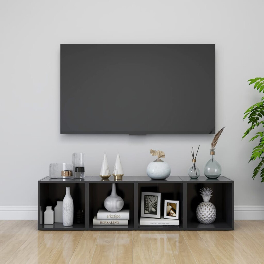 vidaXL Tv-meubelen 4 st 37x35x37 cm bewerkt hout grijs afbeelding 1
