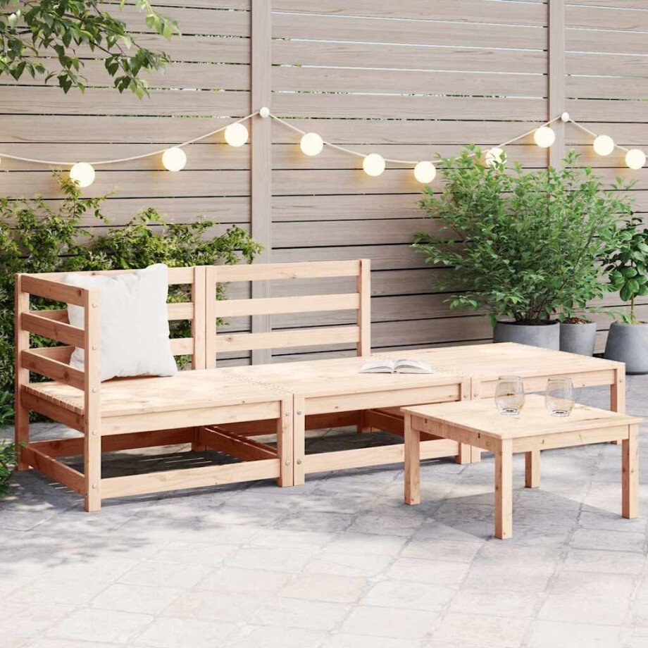 vidaXL 3-delige Loungeset massief grenenhout afbeelding 1