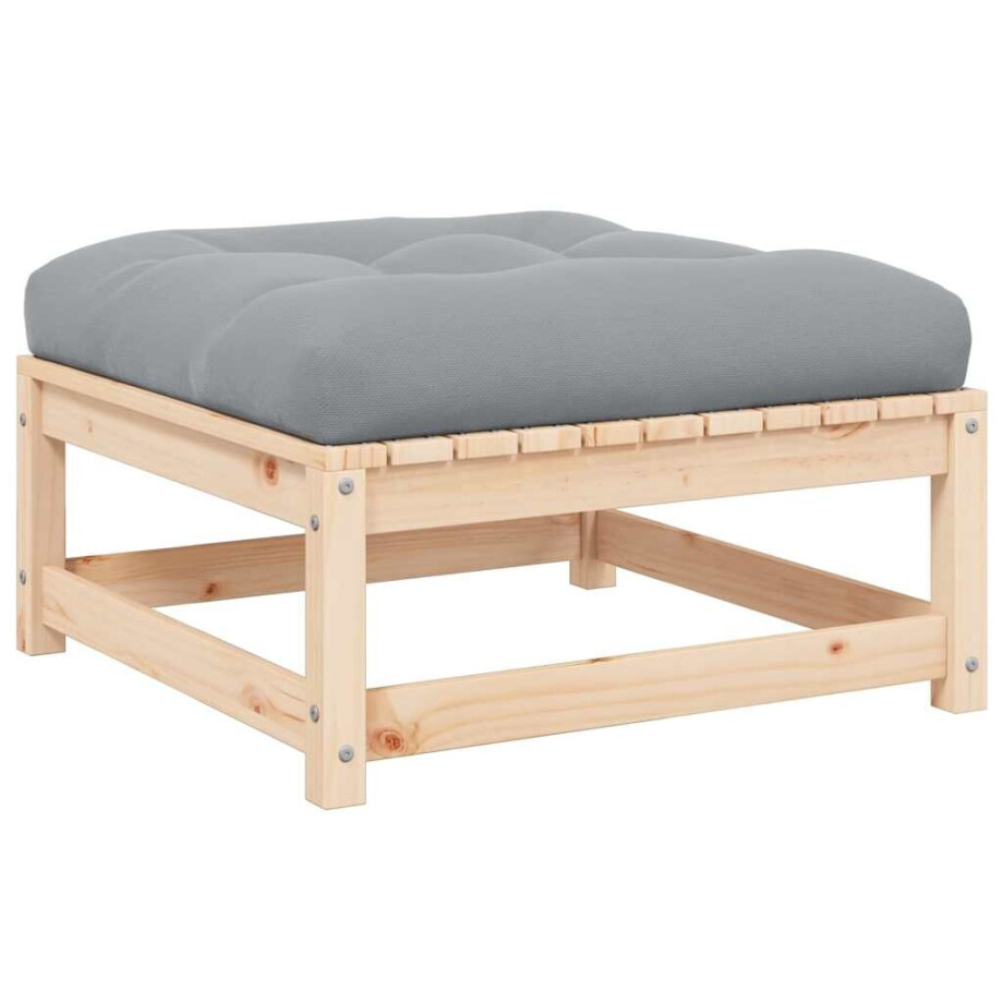 vidaXL Tuinvoetenbank met kussen massief grenenhout afbeelding 1