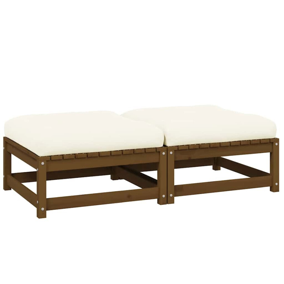 vidaXL Tuinvoetenbanken 2 st met kussens grenenhout honingbruin afbeelding 1