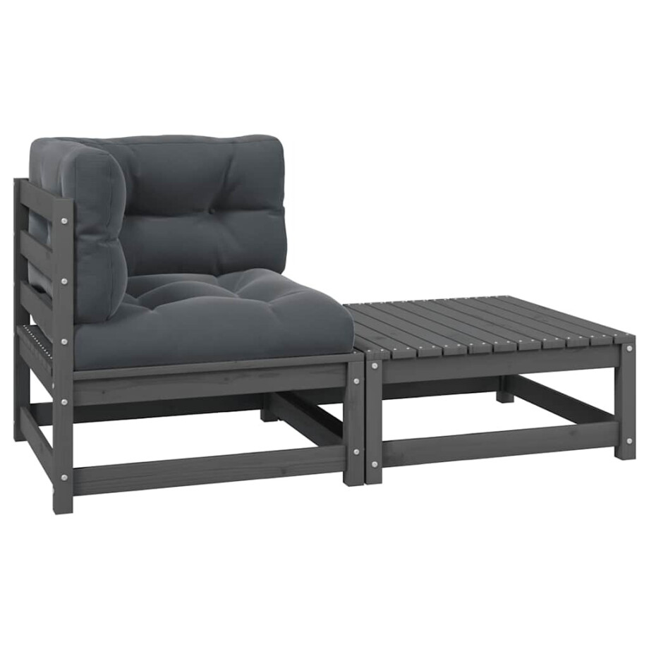 vidaXL 2-delige Loungeset met kussens massief grenenhout grijs vidaXL 2-delige Loungeset met kussens massief grenenhout grijs afbeelding 1