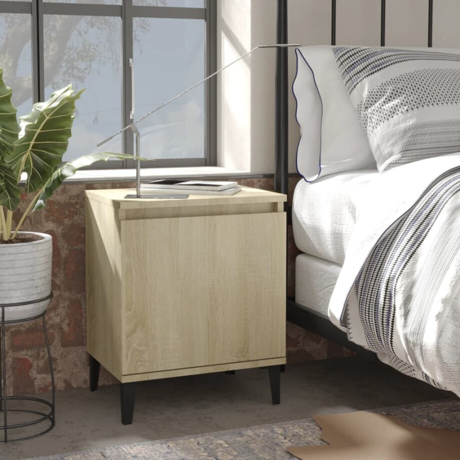 vidaXL Nachtkastjes met metalen poten 40x30x50 cm sonoma eikenkleurig vidaXL Nachtkastjes met metalen poten 40x30x50 cm sonoma eikenkleurig afbeelding 1