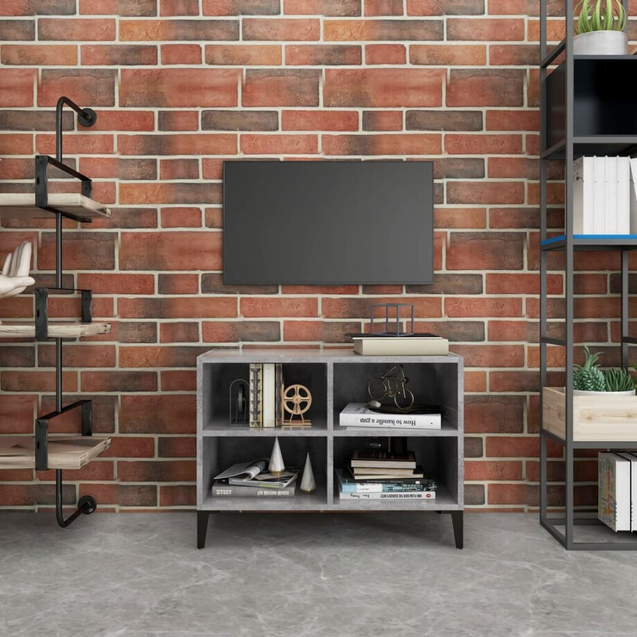 vidaXL Tv-meubel met metalen poten 69,5x30x50 cm betongrijs afbeelding 1