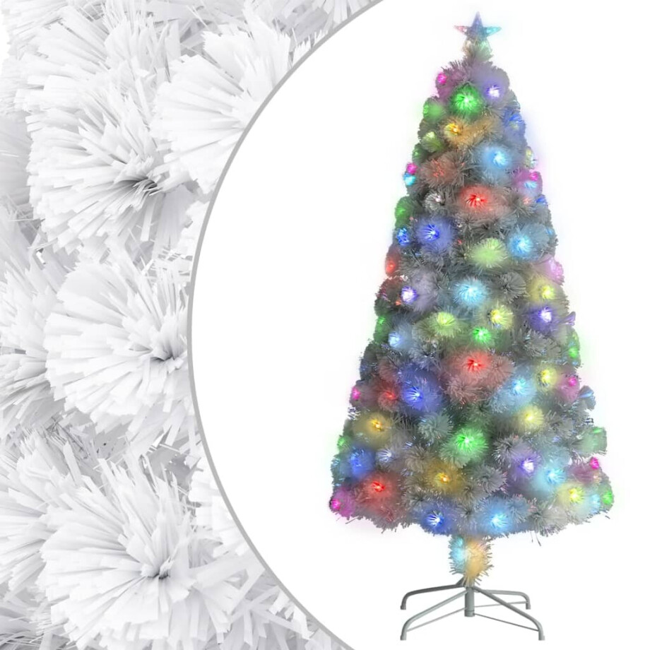 vidaXL Kunstkerstboom met verlichting 120 cm glasvezel wit vidaXL Kunstkerstboom met verlichting 120 cm glasvezel wit afbeelding 1
