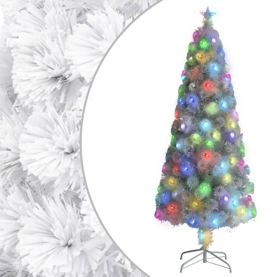 vidaXL Kunstkerstboom met verlichting 210 cm glasvezel wit vidaXL Kunstkerstboom met verlichting 210 cm glasvezel wit afbeelding 1