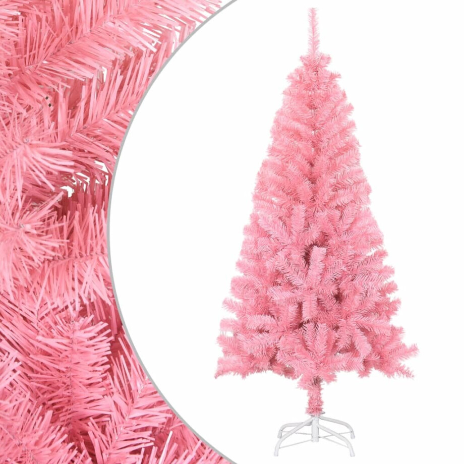 vidaXL Kunstkerstboom met standaard 120 cm PVC roze afbeelding 1