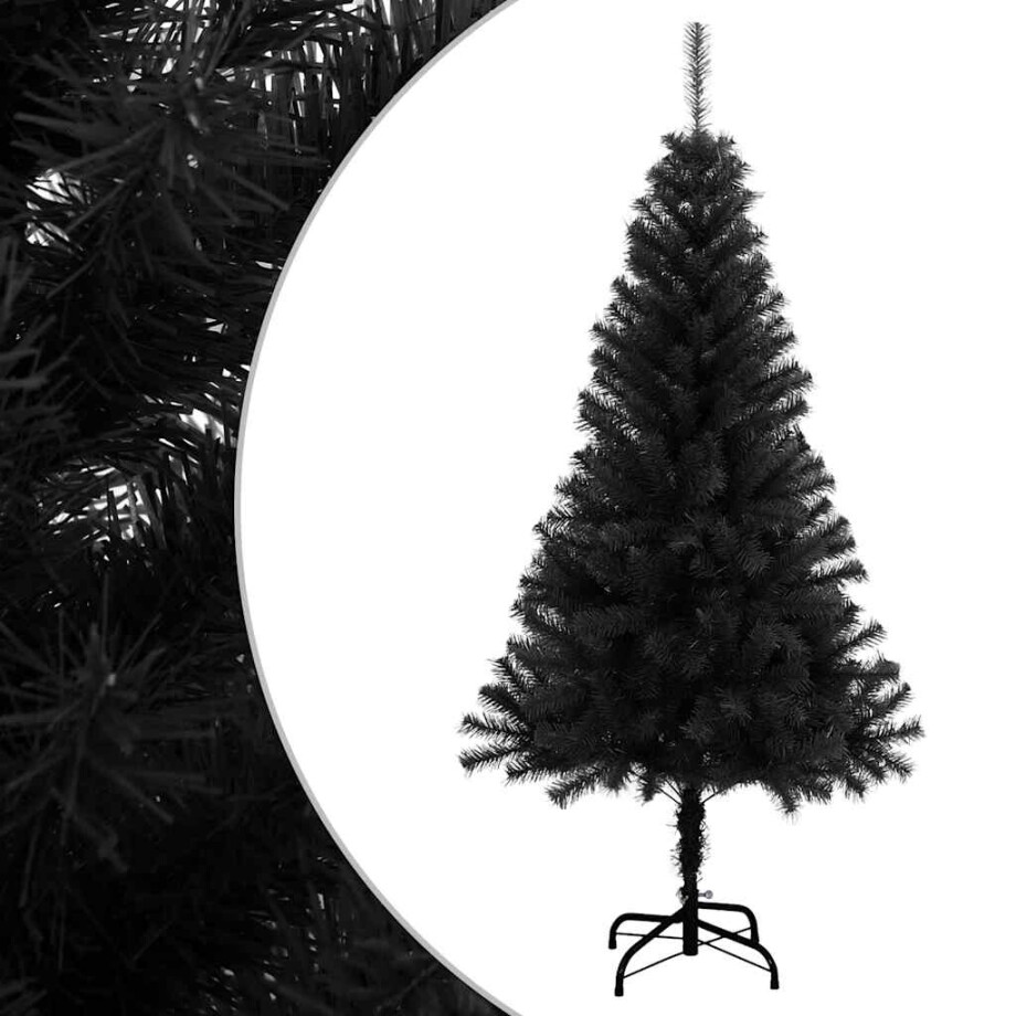 vidaXL Kunstkerstboom met standaard 120 cm PVC zwart afbeelding 1