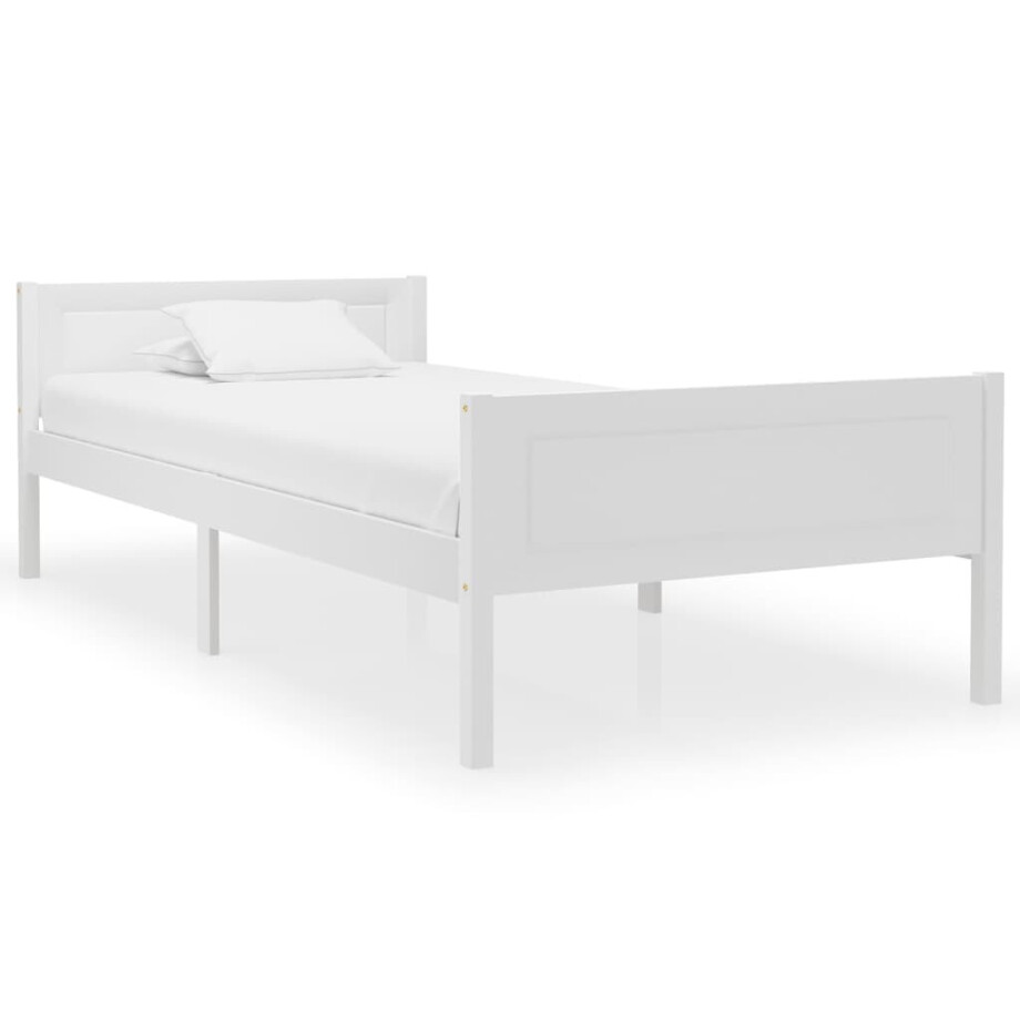 vidaXL Bedframe massief grenenhout wit 100x200 cm vidaXL Bedframe massief grenenhout wit 100x200 cm afbeelding 1