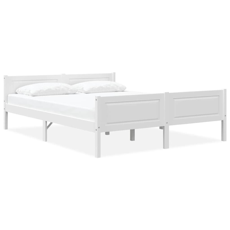 vidaXL Bedframe massief grenenhout wit 160x200 cm afbeelding 1
