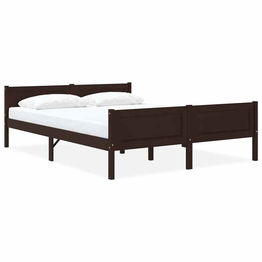vidaXL Bedframe massief grenenhout donkerbruin 120x200 cm vidaXL Bedframe massief grenenhout donkerbruin 120x200 cm afbeelding 1