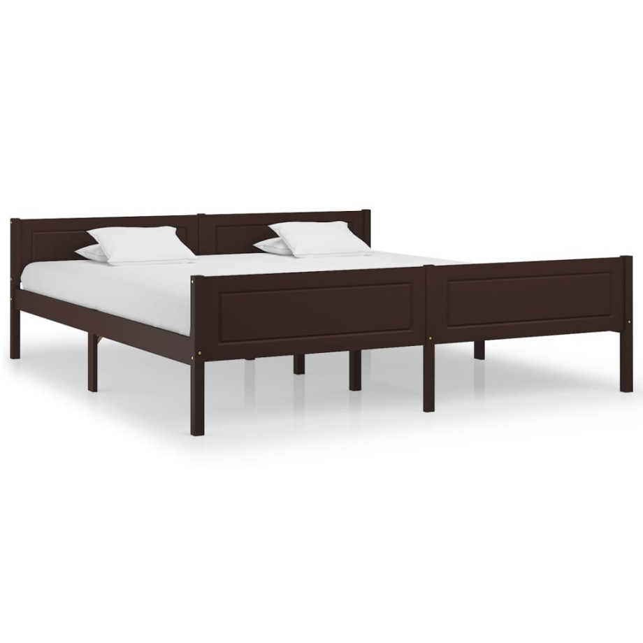 vidaXL Bedframe massief grenenhout donkerbruin 180x200 cm afbeelding 1