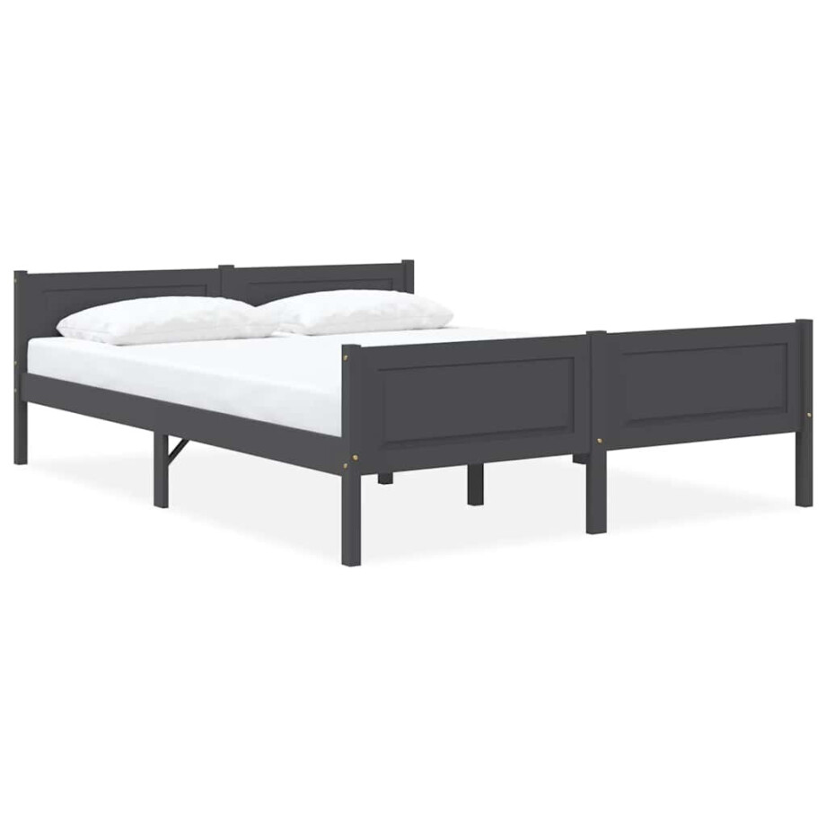 vidaXL Bedframe massief grenenhout grijs 120x200 cm afbeelding 1