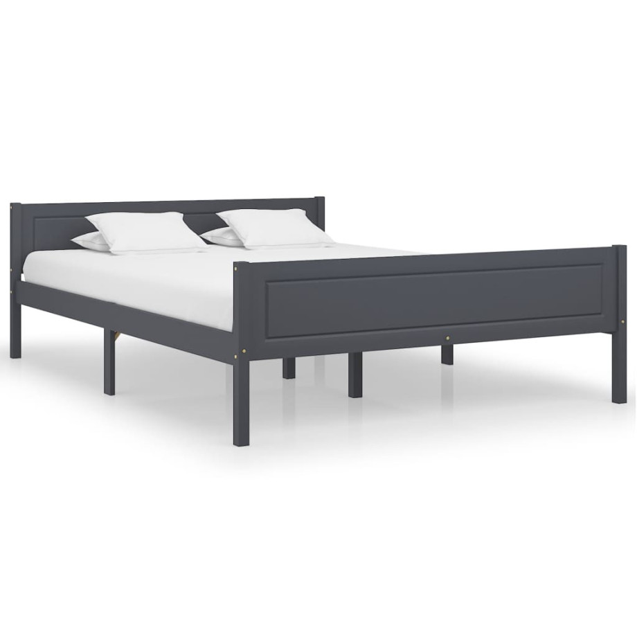 vidaXL Bedframe massief grenenhout grijs 120x200 cm afbeelding 1