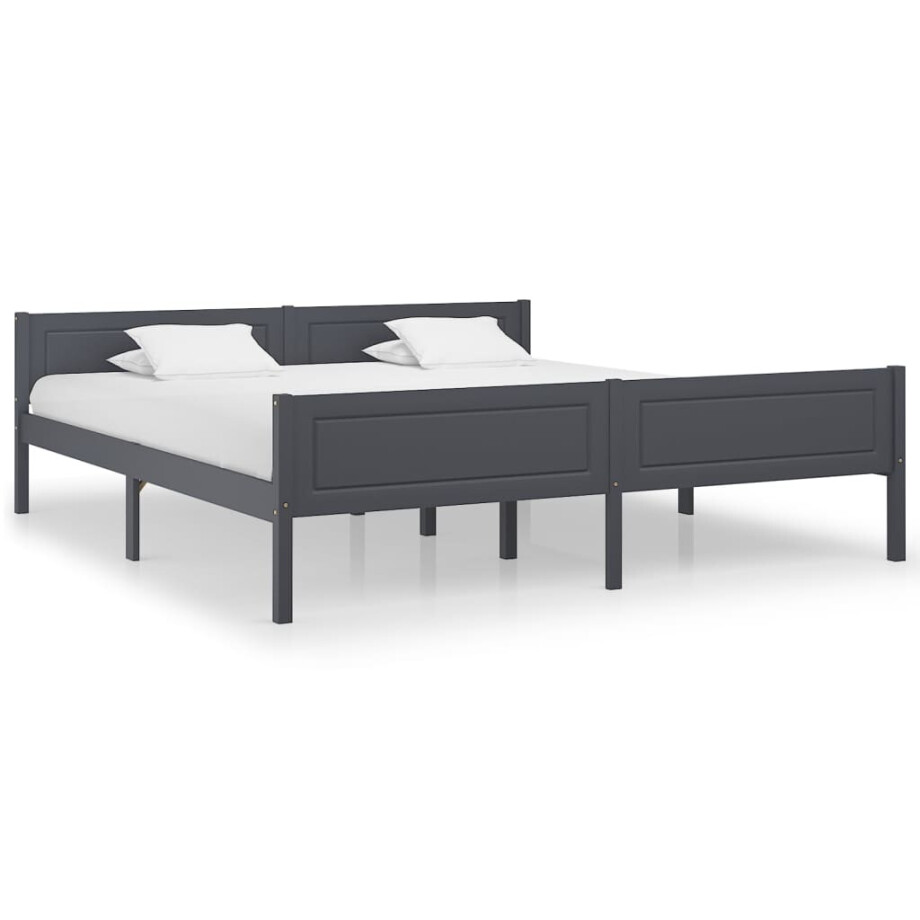 vidaXL Bedframe massief grenenhout grijs 180x200 cm afbeelding 1