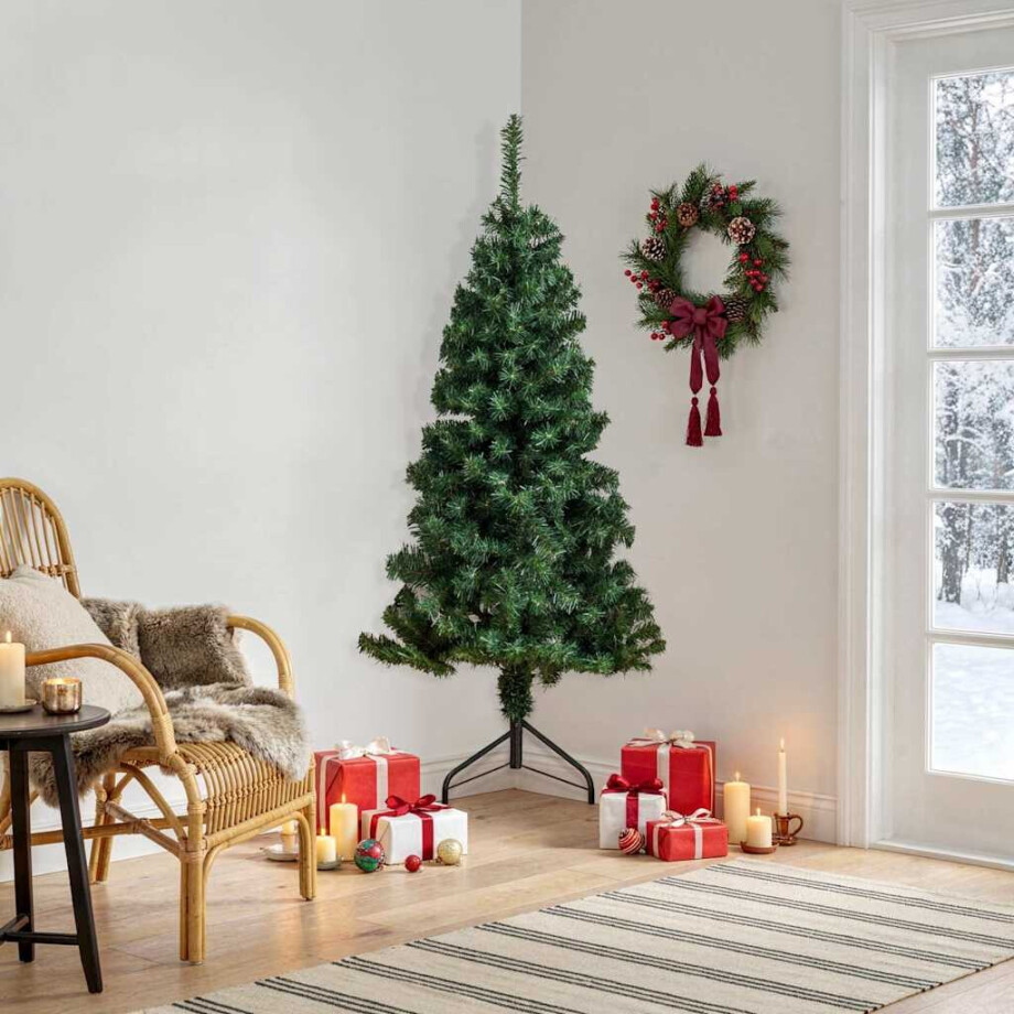 vidaXL Kunstkerstboom hoek 150 cm PVC groen vidaXL Kunstkerstboom hoek 150 cm PVC groen afbeelding 1