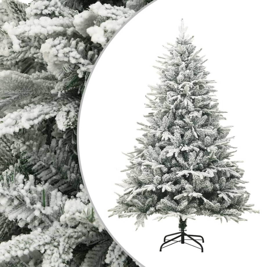 vidaXL Kunstkerstboom met sneeuwvlokken 150 cm PVC en PE groen afbeelding 1