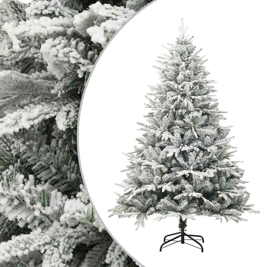 vidaXL Kunstkerstboom met sneeuwvlokken 180 cm PVC en PE groen afbeelding 1