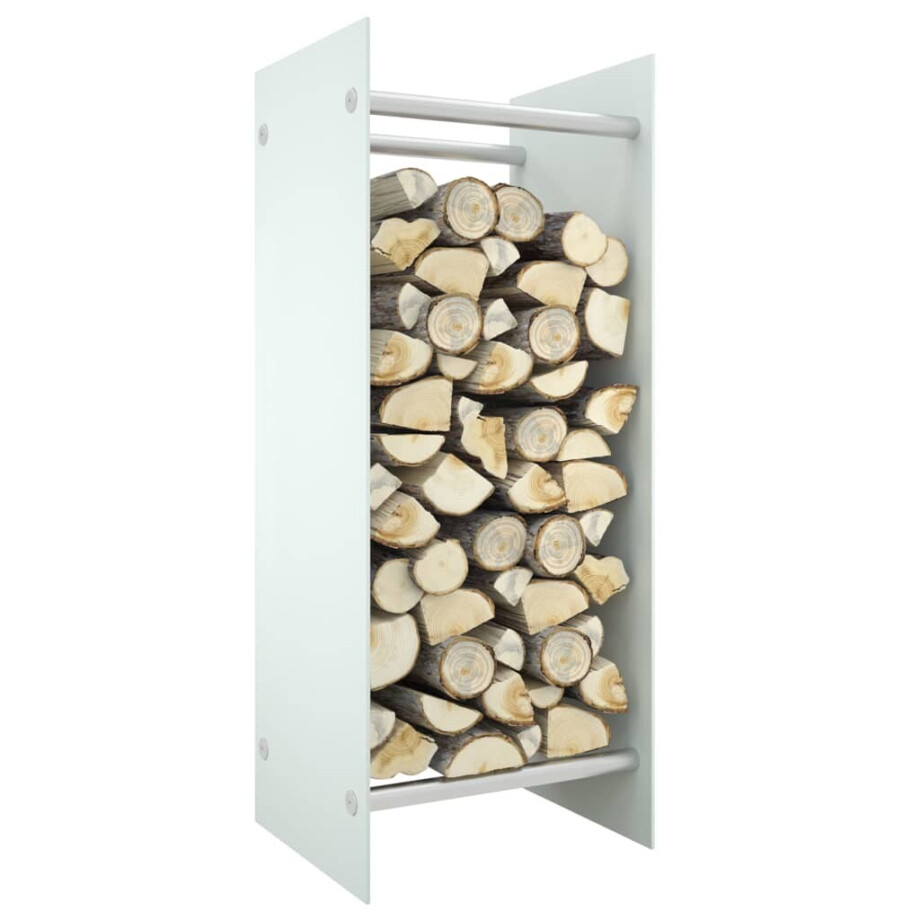 vidaXL Haardhoutrek 40x35x100 cm gehard glas wit afbeelding 1