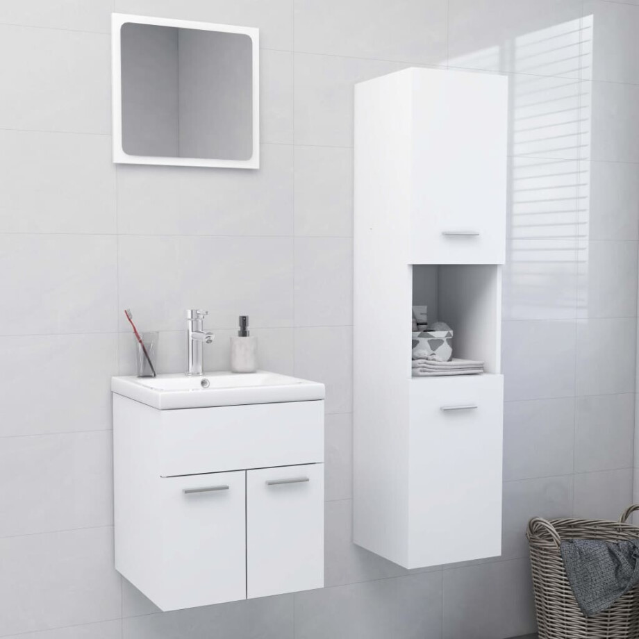 vidaXL Badkamermeubelset spaanplaat wit vidaXL Badkamermeubelset spaanplaat wit afbeelding 1