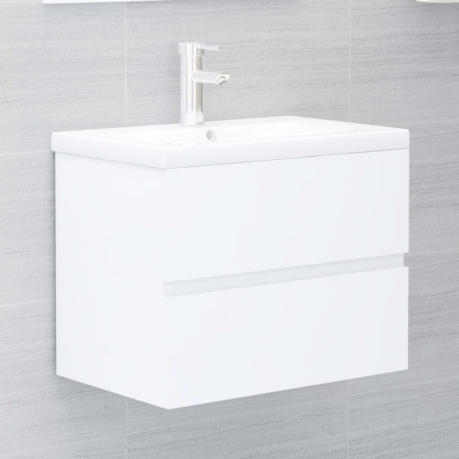 vidaXL Wastafelkast met ingebouwde wastafel spaanplaat wit afbeelding 1