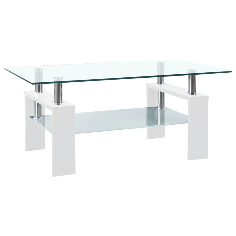 vidaXL Salontafel 95x55x40 cm gehard glas transparant en wit afbeelding 1