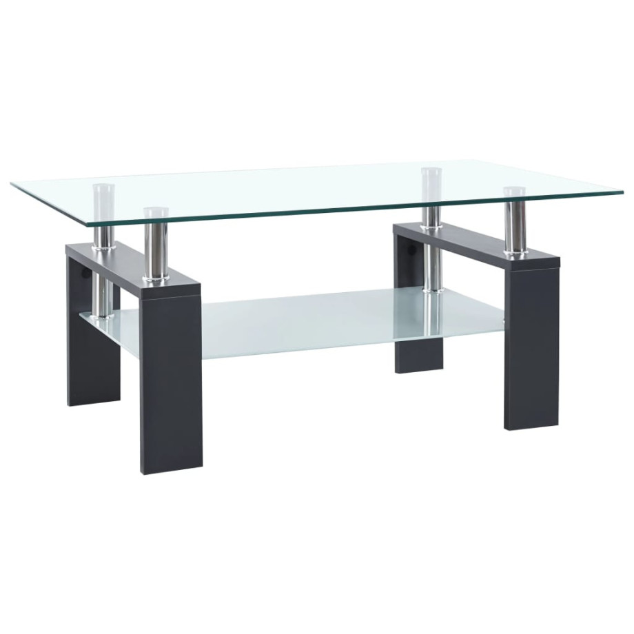 vidaXL Salontafel 95x55x40 cm gehard glas transparant en grijs afbeelding 1