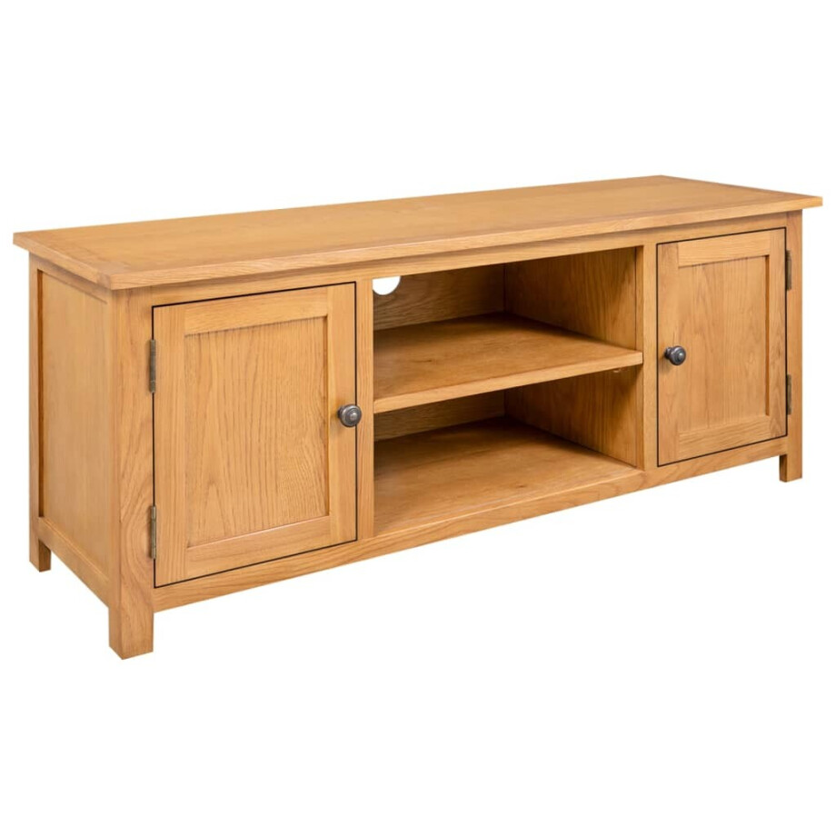 vidaXL Tv-meubel 110x35x44 cm massief eikenhout vidaXL Tv-meubel 110x35x44 cm massief eikenhout afbeelding 1