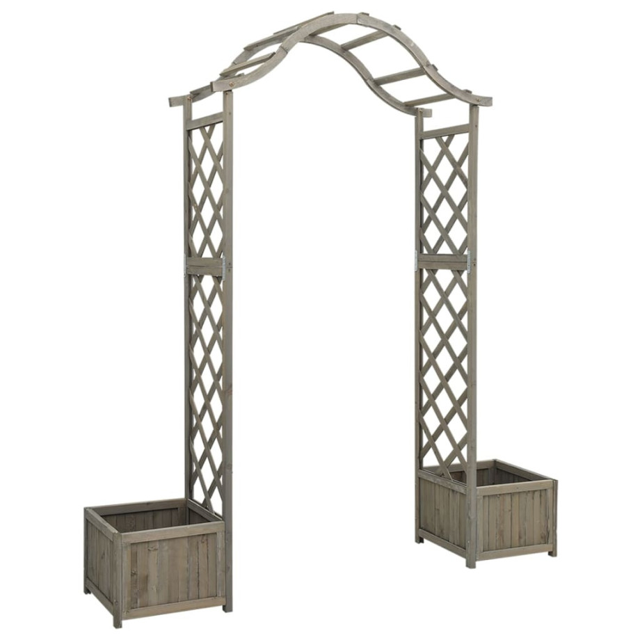 vidaXL Pergola met plantenbak massief vurenhout grijs afbeelding 1