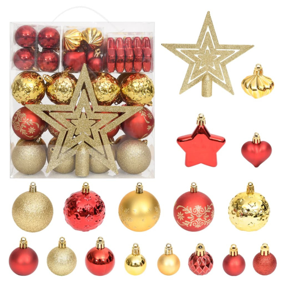vidaXL 70-delige Kerstballenset goud en rood afbeelding 1
