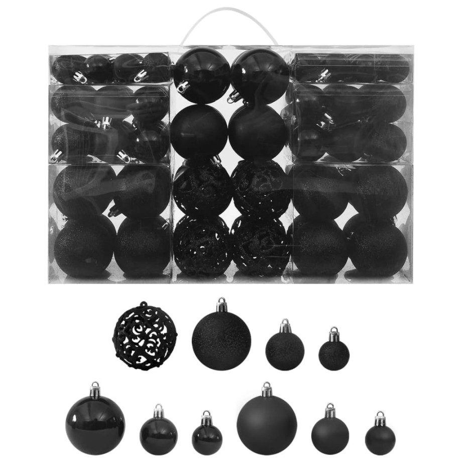 vidaXL 100-delige Kerstballenset zwart afbeelding 1