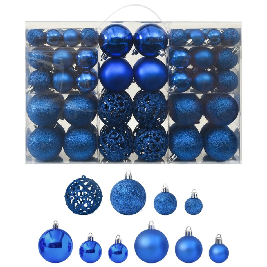 vidaXL 100-delige Kerstballenset blauw afbeelding 1