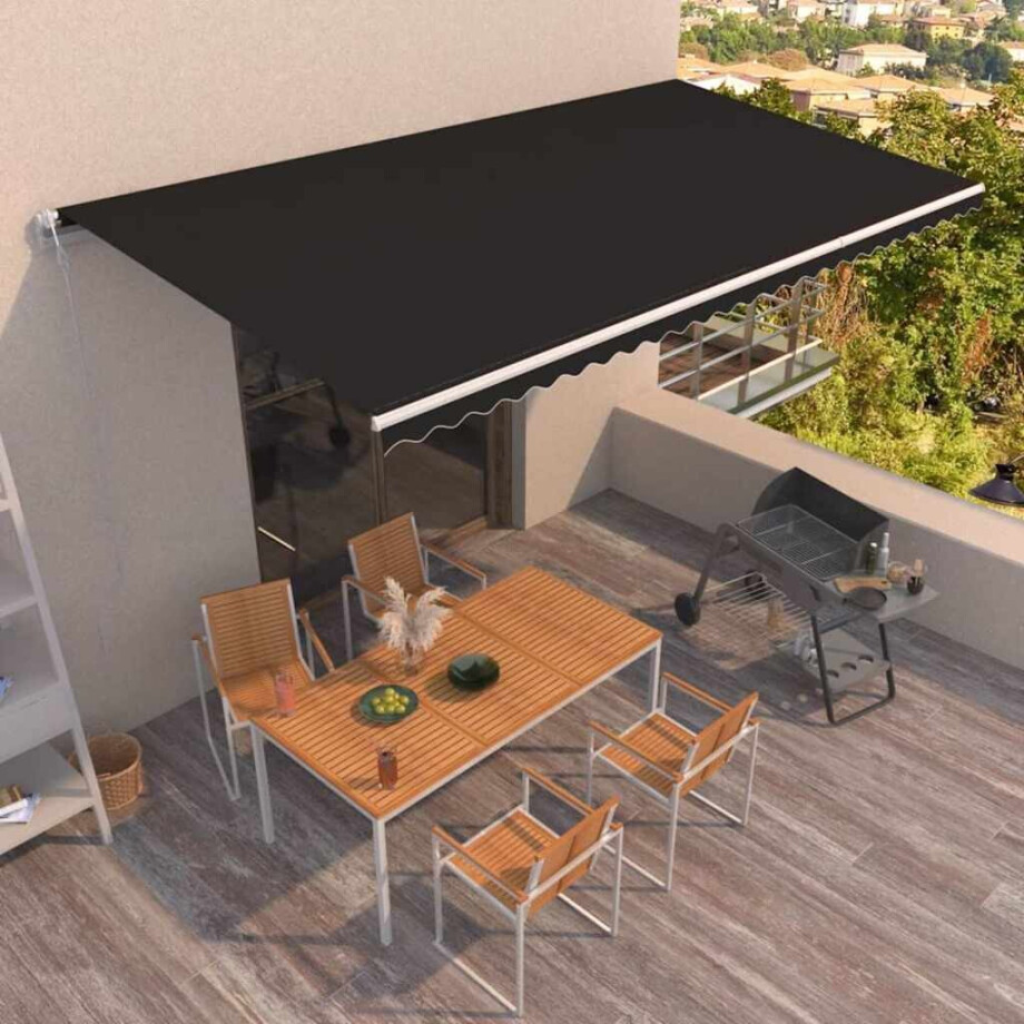 vidaXL Elektrisch zonnescherm 6 x 3,5 m Antraciet 100% Polyester afbeelding 1