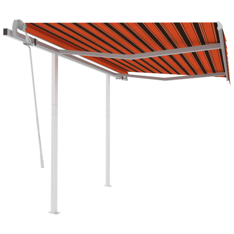 vidaXL Luifel handmatig uittrekbaar met palen 3x2,5 m oranje en bruin afbeelding 1