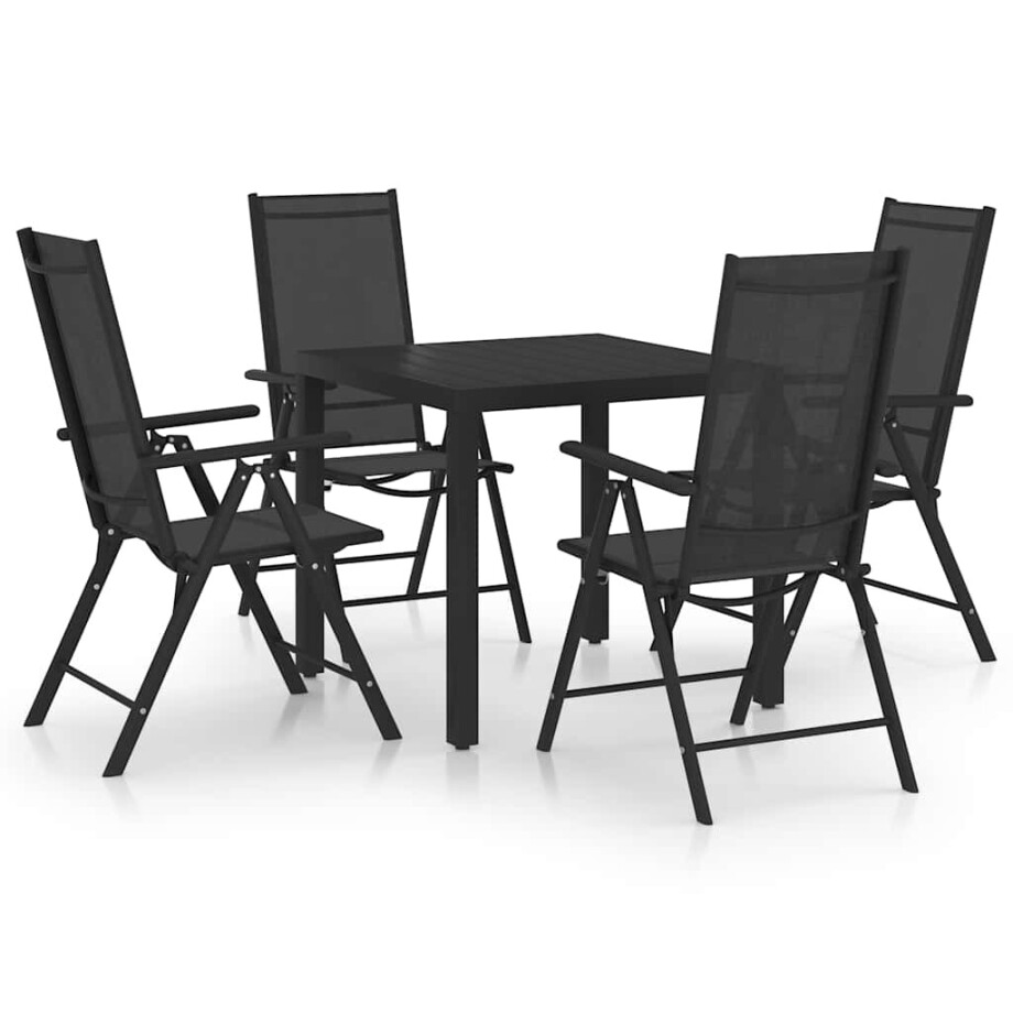 vidaXL 5-delige Tuinset aluminium zwart vidaXL 5-delige Tuinset aluminium zwart afbeelding 1