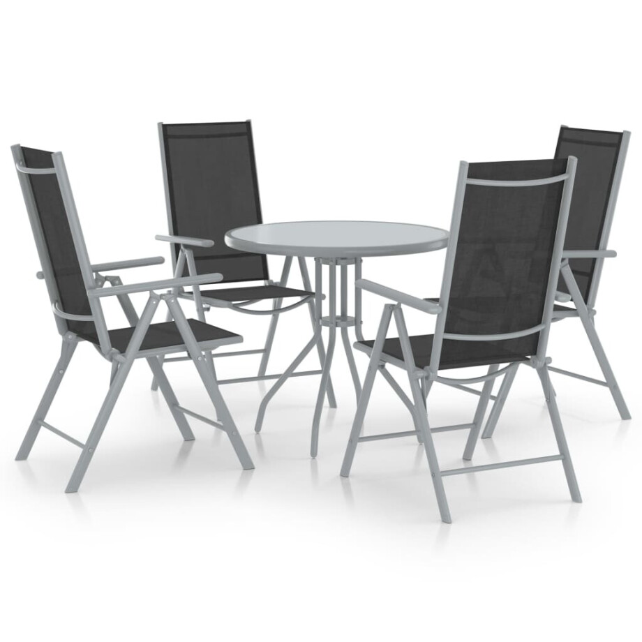 vidaXL 5-delige Tuinset aluminium en textileen zilverkleurig afbeelding 1